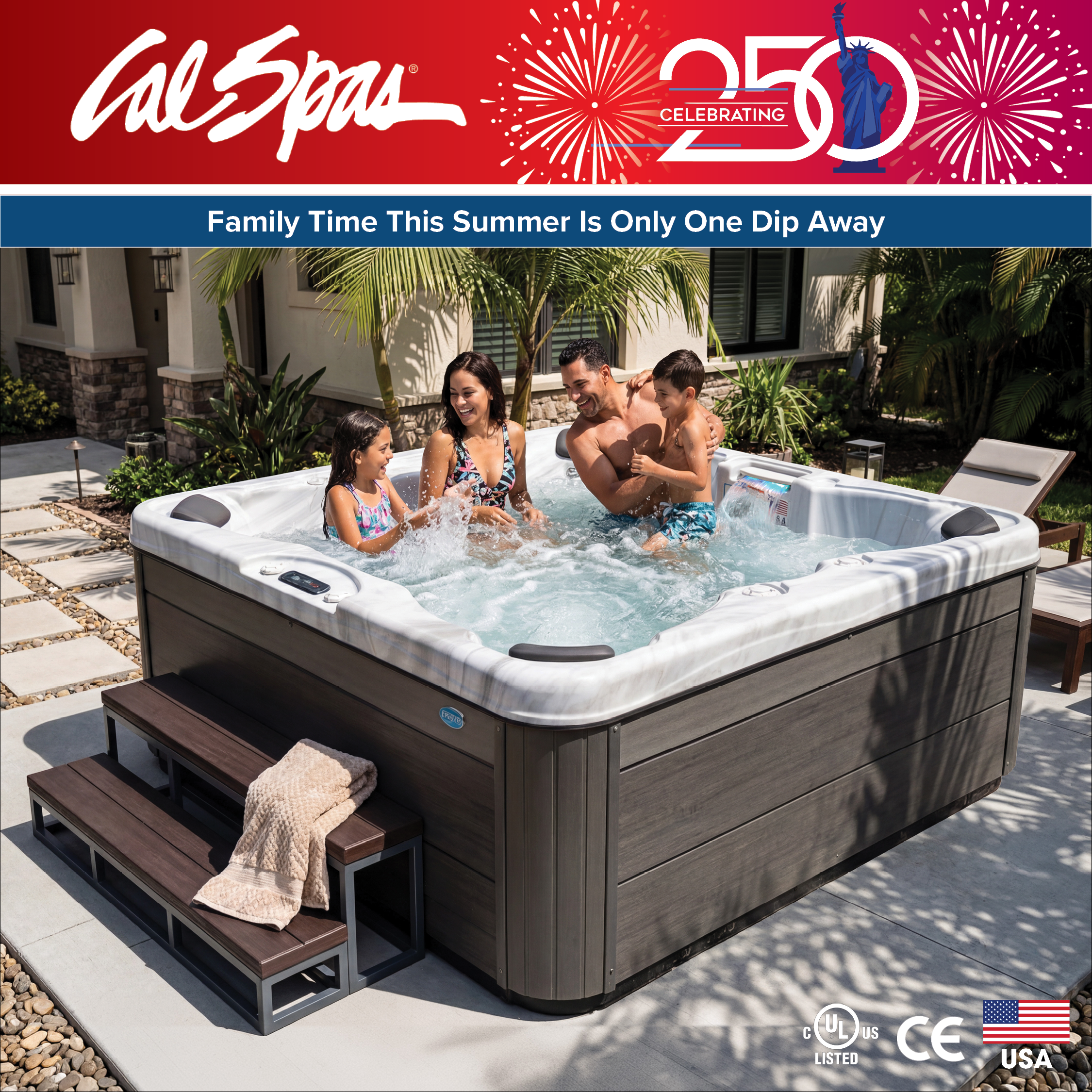 Calspas hot tub being used in a family setting - Sandy Springs